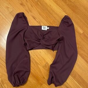 Princess Polly size 2  plum long sleeve crop top.